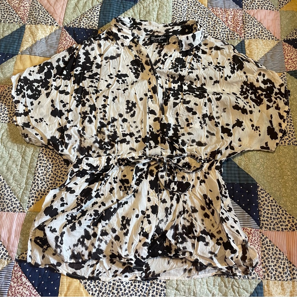 Wrangler Retro Cowprint Button Down Top
